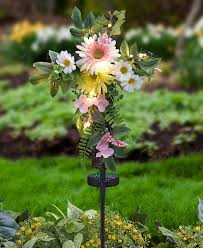 Solar Lighted Cross Stakes Patriotic Solar Flower Spring Outdoor Decor Outdoor Solar Lights