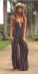 Black And White Striped Jumpsuit Outfit Ideas Cute Black And White Striped Jumpsuit Fashion Summer Fashion Summer Outfits