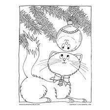 Inspired by my cat meeshka who likes to crawl under the christmas tree and bat at the bulbs, this adorable little kitty is ready for you to color. Christmas Kitty Cat Coloring Page
