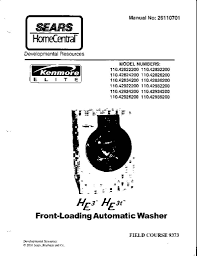 My kenmore elite he3 has been great for many years, and now i have a little problem for the first time. Sears Kenmore He3 He3t Washer Service Manual Applianceassistant Com Applianceassistant Com