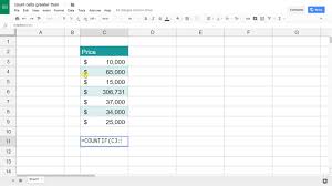 Google Sheets Count Cells Greater Or Less Than An Amount Youtube