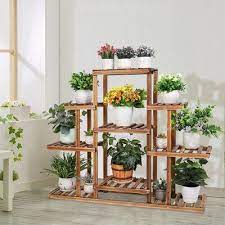 Red Barrel Studio Brynja Rectangular Multi Tiered Plant Stand Wooden Plant Stands Indoor Plant Decor Indoor House Plants Decor