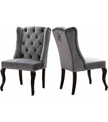 Beachcroft outdoor side chair with cushion (set of 2). Grey Velvet Wing Back Tufted Dining Chair Set Of 2