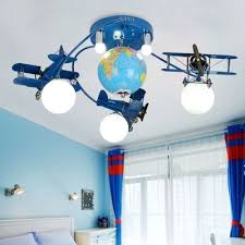 3 6 Light Airplane Semi Flushmount Boys Bedroom Glass Shade Led Lighting Fixture In Blue Beautif Kids Lighting Bedroom Boys Bedroom Light Boys Bedroom Colors