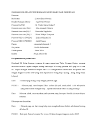 Tindakan keperawatan yang telah dilaksanakan (secara umum). Naskah Roleplay Penerimaan Pasien Baru Dan Orientasi