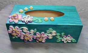 Wooden Paper Tissue Box Quilled Decorative Box Quilled Paper Quilling Designs Paper Quilling Patterns Tissue Boxes