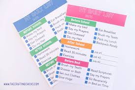 Daily List Chore Chart For Kids The Crafting Chicks