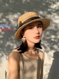 Black Boater Hat With Veil