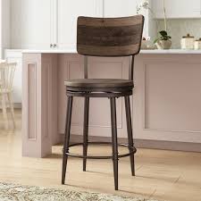 Right At Home In Modern Farmhouse And Classic Country Arrangements This Swivel Bar Stool Brings A Bit Of Rustic St Swivel Bar Stools Counter Stools Bar Stools