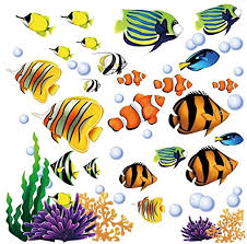 Full description this adorable large fish wall stencil is perfect for an ocean mural or a baby nursery! Amazon Com Under The Sea Fish Coral Reef Decorative Peel And Stick Wall Sticker Decals Baby