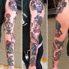 Traditional Sticker Sleeve By Alex Boyko At Red Anchor Tattoo Plymouth Mi Tattoos Anchor Tattoo Body Art