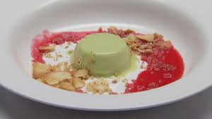 Basil Panna Cotta With Raspberry Coulis And Pinenut Tuile Recipe Raspberry Coulis Panna Cotta Recipes