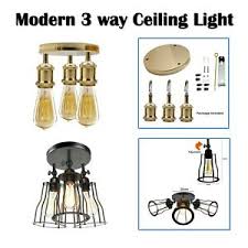 Flush mount ceiling lights are also available in elaborate chandelier designs and layered variants that are perfect for large spaces such as browse through the range of. Modern Home Lighting 3 Way Ceiling Light Living Room Fitting Metal Flush Mount Ebay
