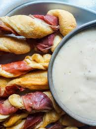 Prosciutto Wrapped Breadsticks With Gouda Cheese Dip Recipe Gouda Cheese Dip Cheese Dip Breadsticks