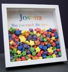 personalized name frame of paper lucky stars in shadowbox custom art newborn baby gift nursery decor wall art origami lucky star nursery decor wall art origami stars