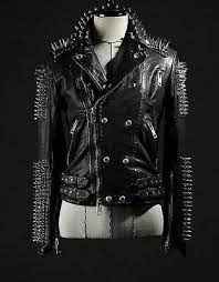 Men Slim Fit Extreme Long Spikes Silver Studs Genuine Leather Black Color Jacket Ebay In 2021 Leather Jacket Stylish Jackets Leather Jacket Style
