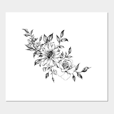 You can be loyal to yourself and to your love with a sunflower tattoo and rose. Sun Flower And Roses Tattoo Design Flower Design Posters And Art Prints Teepublic