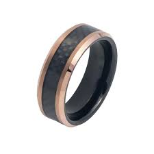 Birthstone personalised engravable mens band ring 14k rose gold over sterling silver wishrocks simulated. The Mogul Men S Two Tone Black Rose Gold Ip Tungsten Ring With Carbon Fiber Inlay Blue Steel Jewelry Featuring Stainless Steel Tungsten And Titanium Jewelry