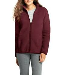 Details About Lands End Cozy Sherpa Fleece Jacket In Deep Claret Size Medium Uk 10 12 Ib2