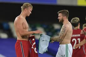 Erling haaland was back at the centre of barcelona. Erling Haaland Swaps Shirts With Leeds Star Stuart Dallas And Pays Tribute To Boyhood Hero Michu In Norway S Stunning Win Over Northern Ireland