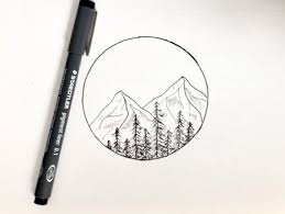 Mountain Pen Scene Tutorial Video Black Pen Drawing Pen Drawing Drawings