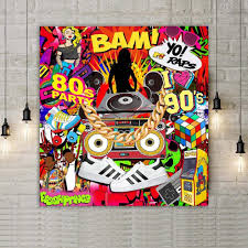 Recently i have been planning some fun party ideas for upcoming birthday bashes and i just knew i needed to have an 80's themed bash! Buy Avezano Hip Hop Party Backdrop Throwback I Love The 80s 90s Graffiti Wall Photo Booth Backdrops For Adults Birthday Party Decoration Disco Dj Rap Music Theme Parties Photoshoot Background 6x6ft Online