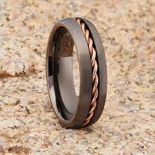 Gunmetal Tungsten Ring 18k Rose Gold Tungsten Gunmetal Etsy Gunmetal Tungsten Ring Rose Gold Tungsten Rose Gold Tungsten Ring