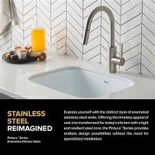 High quality customized size cast iron kitchen sink cast iron kitchen sink (1) one piece sink (2) material: Kraus Pintura Undermount Kitchen Sink Single Bowl 23 In White Keu12white Rona