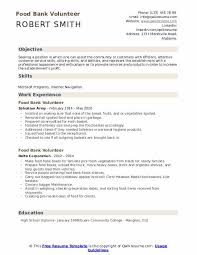 Food Bank Volunteer Resume Samples Qwikresume