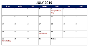 Get July Holidays 2019 Calendar Printable For Usa Uk Canada 6 2019 Calendar Holiday Templates Holiday Words