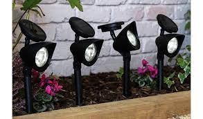 Buy Habitat Set Of 4 Black Solar Spotlights Solar Lighting Argos Solar Powered Spotlight Solar Lights Garden Spotlights
