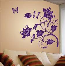 Living Room Beautiful Wall Stickers For Living Room Interior Design With Purple Butterfly And Fl Pinturas De Pared Pared De La Habitacion Decoracion De Pared