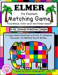 Elmer The Elephant Matching Game By Donna Austin Ahner Tpt