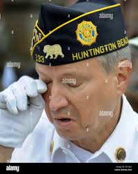Vietnam veteran Army Sgt. Dennis Bauer has an emotional moment during the  Huntington Beach Memorial Day ceremony in Huntington Beach, California,  Monday, May 25, 2009. Several thousand people attended the hour-long  service. (