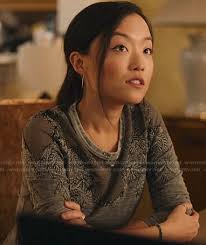 WornOnTV: Janet's grey embroidered top