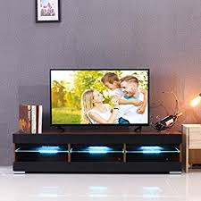 Amazon Com Kingso Tv Stand For 55 Inch Tv Tv Stands With Led Lights Entertainment Cente In 2020 Wood Furniture Living Room Tv Stand With Led Lights Tv Console Modern