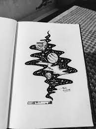 Pen and ink are not just for the text message that we write in our diaries or in our note copies. Pen Art Black Moon Stars Galaxy Love Sketchbook Heart Art Print Black Pen Drawing Pen Illustration