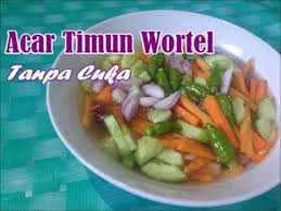 2 buah wortel 4 buah timun 5 siung bawang merah 25 buah cabe rawit hijau 200 ml air 4. Resep Cara Membuat Acar Timun Wortel Tanpa Cuka By Rika Marlia