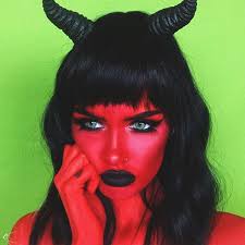 pretty red devil makeup idea for
