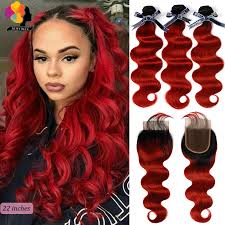 This remy hair weave brand is much popular and most importantly it is known among the celebrities who love sporting this look. Remyblue 1b Red Human Hair Bundles With Closure Ombre Red Body Wave Brazillian Hair Weave 3 Bundles With Closure 100 Remy Hair 3 4 Bundles With Closure Aliexpress