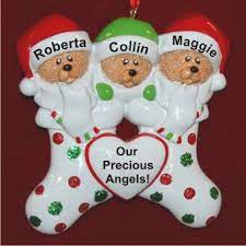 Nice glass ornament to commemorate gigi's first christmas with a grandchild. Our 3 Grandchildren Hand Personalized Christmas Ornaments By Russell Rhodes