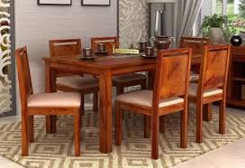 Buy Orson Compact 6 Seater Dining Chair And Table Honey Finish Online In India Table A Manger Table
