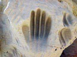 Found Human Hand – Shoshone Ancestors Indigenous petroglyphs (~1000 to ~200 years old) in alluvium