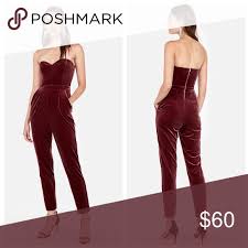 Express Strapless Sweetheart Velvet Jumpsuit So Cute Nwt