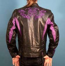 Black And Purple Leather Motorcycle Jacket Xelement Size L Black Leather Motorcycle Jacket Purple Leather Leather Motorcycle Jacket