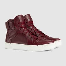 More than 70 products in stock. Gucci Leather High Top Sneaker In Dark Red Leather Red For Men Lyst