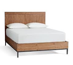 Allewie king size platform bed frame/fabric upholstered bed frame with diamond button tufted headboard/adjustable headboard/wood slat support/mattress foundation/dark made of solid pine wood. Malcolm Platform Bed King Glazed Pine Pottery Barn