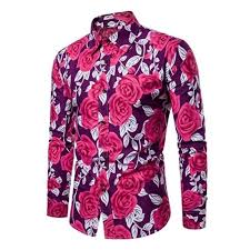 Cactus man mens dress shirt size large blue floral pattern long sleeve slim fit. Mens Shirt Long Sleeve Floral Printed Slim Fit Button Down Stylish Dress Shirts Overstock 31154778