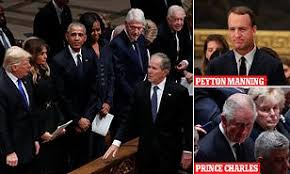 The son of senator prescott bush, he was born into a wealthy and politically active family. Politicians And Dignitaries Arrive For George H W Bush S State Funeral Daily Mail Online