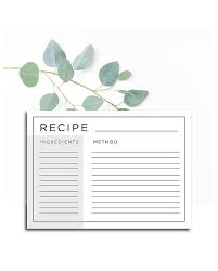 Recipe Card A5 Recipe Card Digital Download Printable Pdf Editable Pdf Modern Clean Simple Grey And Black Simple Lines Recipe Cards Recipe Cards Template Menu Card Template